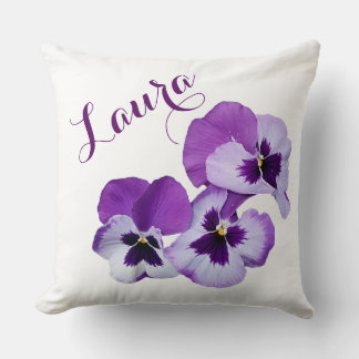 Customizable name Laura pretty purple floral  Cushion