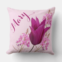 Customizable name Mary pretty pink tulip floral 