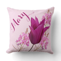 Customizable name Mary pretty pink tulip floral 