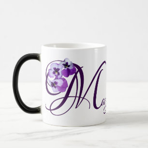Customizable name Mary purple pansy floral boho  Magic Mug