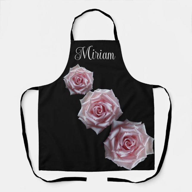 Customizable name Miriam pretty pink roses floral Apron (Front)