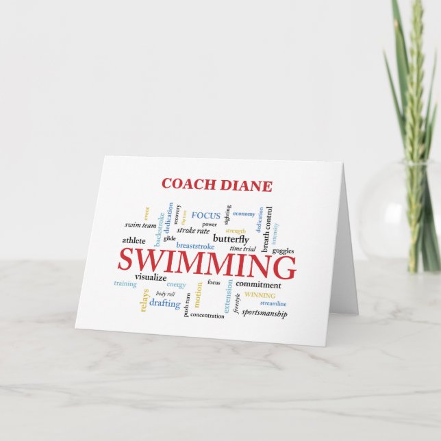 Customizable Name Swimming Coach Thank You In Word (Front)