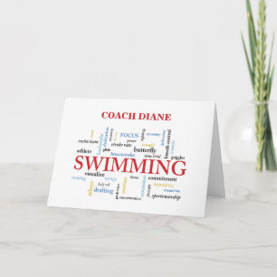 Customizable Name Swimming Coach Thank You In Word Card