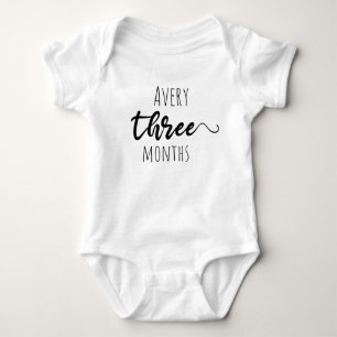 customizable name three months baby bodysuit