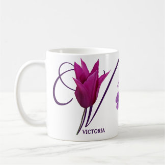 Customizable name Victoria monogram pretty floral Coffee Mug
