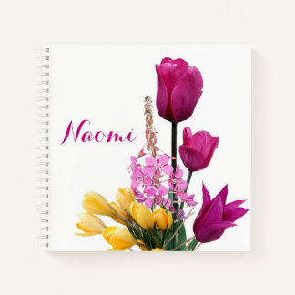 Customizable Naomi name pretty colorful floral Notebook