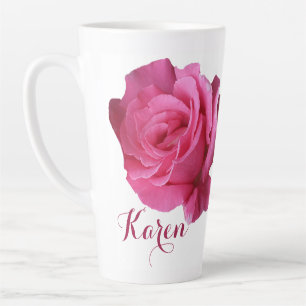 Customizable Natalie name pink rose flowers boho Latte Mug