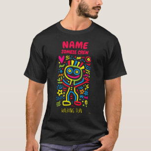 Customizable Neon Pop Art Zombie   Funny Halloween T-Shirt