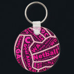 Customizable Netball Positions Ball Design Key Ring<br><div class="desc">Netball word cloud ball shaped design key ring,  with custom background color. Netball captain and positions fun gift ideas.</div>