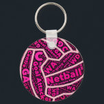 Customizable Netball Positions Ball Design Key Ring<br><div class="desc">Netball word cloud ball shaped design key ring,  with custom background color. Netball captain and positions fun gift ideas.</div>