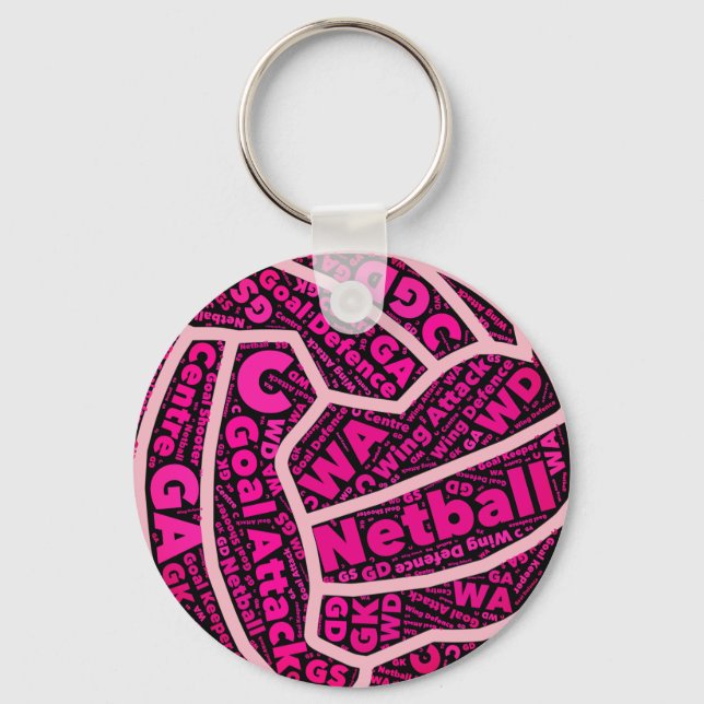 Customizable Netball Positions Ball Design Key Ring (Front)