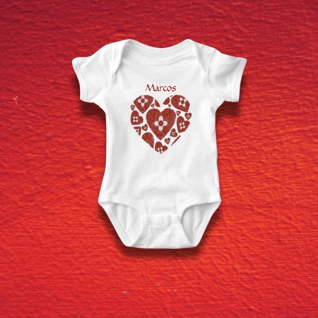 Customizable New Mexico Zia Heart Baby  Baby Bodysuit (Creator Uploaded)