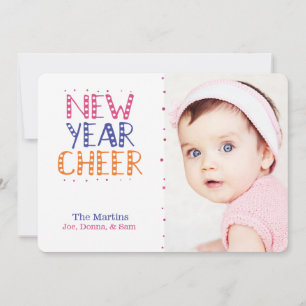 CUSTOMIZABLE New Year Cheer Bright Colours Holiday Card