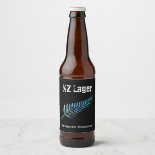 CUSTOMIZABLE NEW ZEALAND FERN BEER BOTTLE LABEL