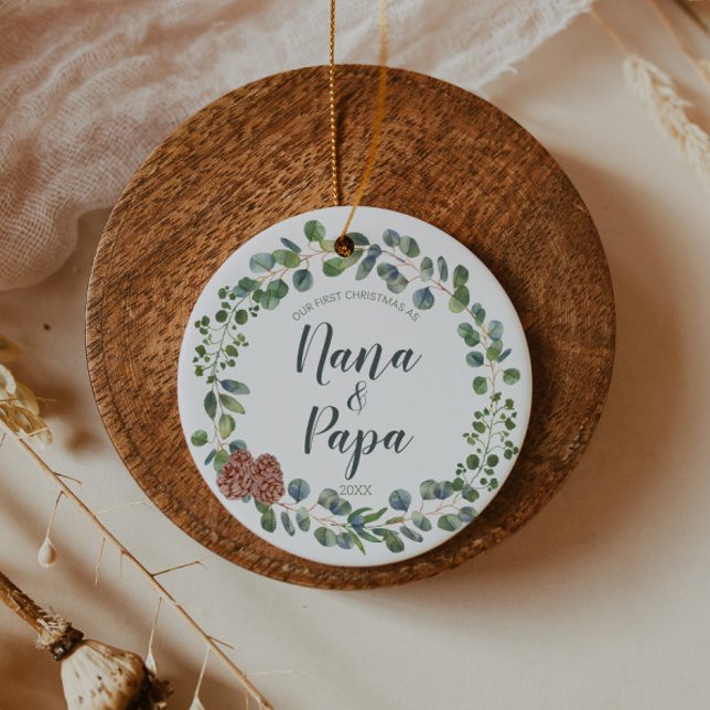 Customizable Nicknames First Xmas as Grandparents Ceramic Ornament (Creator Uploaded)