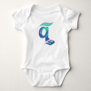Customizable Northern Lights Letter Q Aurora Quilt Baby Bodysuit