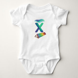 Customizable Northern Lights Letter X Xylophone Baby Bodysuit