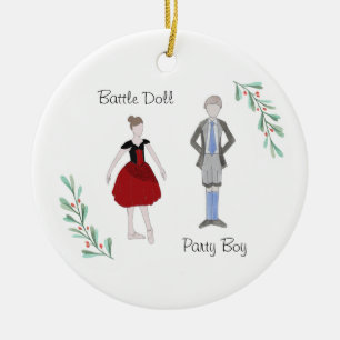 Customizable  Nutcracker Party Boy/Battle Doll Ceramic Ornament