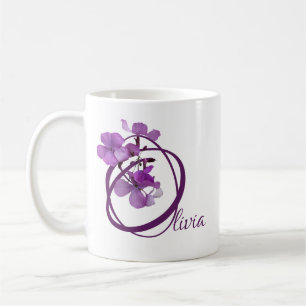 Customizable O monogram purple wild flowers classy Coffee Mug