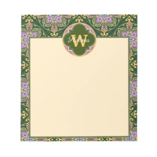 Customizable Olive and lavender Azulejos Notepad