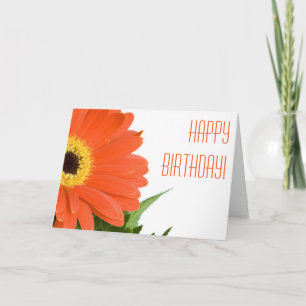 Customizable Orange Daisy Birthday Card