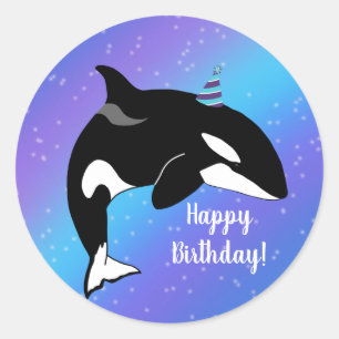 Customizable Orca Killer Whale Birthday Classic Round Sticker