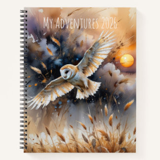 Customizable owl watercolor in the wild notebook
