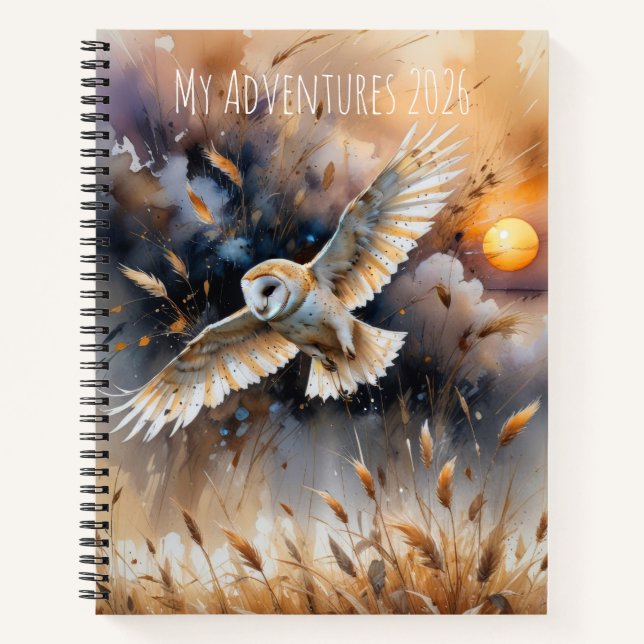 Customizable owl watercolor in the wild notebook (Front)