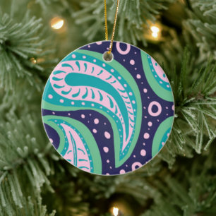 Customizable Paisley Ceramic Ornament