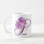 Customizable Pamela name pink rose flowers boho  Coffee Mug<br><div class="desc">This cute personal mug was created by Berglind Design.

© Berglind Design. All rights reserved.</div>