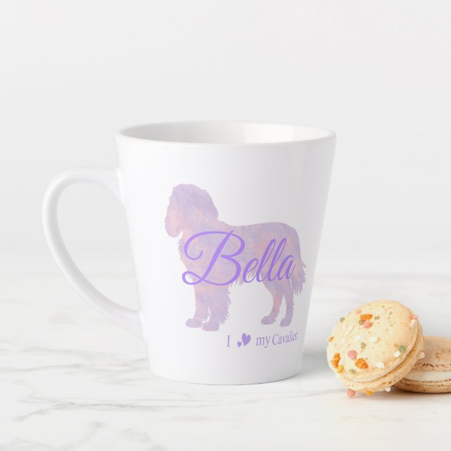 Customizable Pastel Purple Cavalier King Charles   Latte Mug (In Situ)