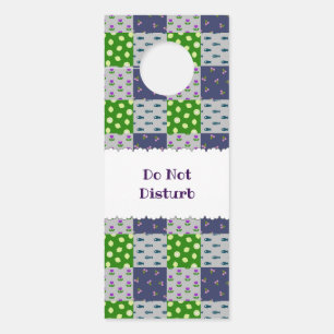 Customizable Patchwork Gray Blue Door Sign with Ch