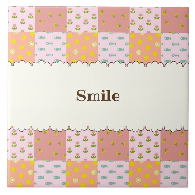 Customizable Patchwork Pink Tile Letters (Front)