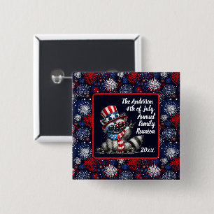 Customizable Patriotic Raccoon 4th of July Party  15 Cm Square Badge