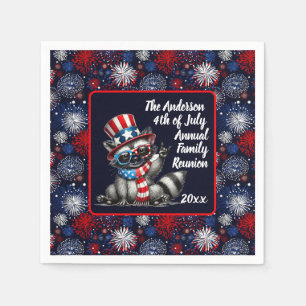 Customizable Patriotic Raccoon 4th of July Party  Napkin