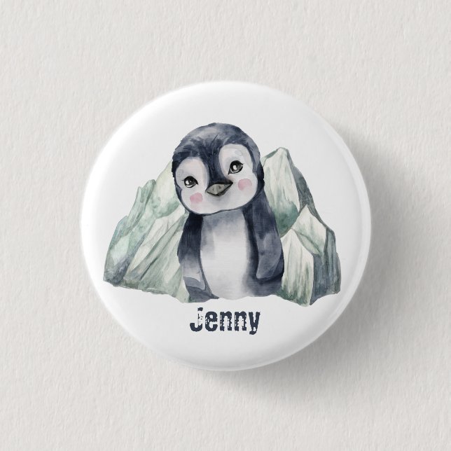 Customizable Penguin In Winter 3 Cm Round Badge (Front)