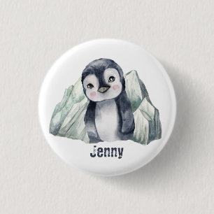 Customizable Penguin In Winter 3 Cm Round Badge