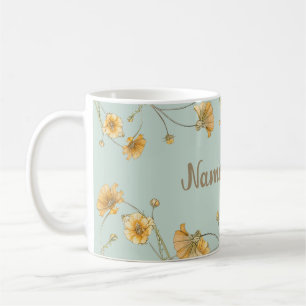 Customizable Personalize Floral Coffee Tea Cup Mug
