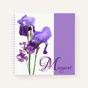 Customizable personalized M name purprle flowers Notebook