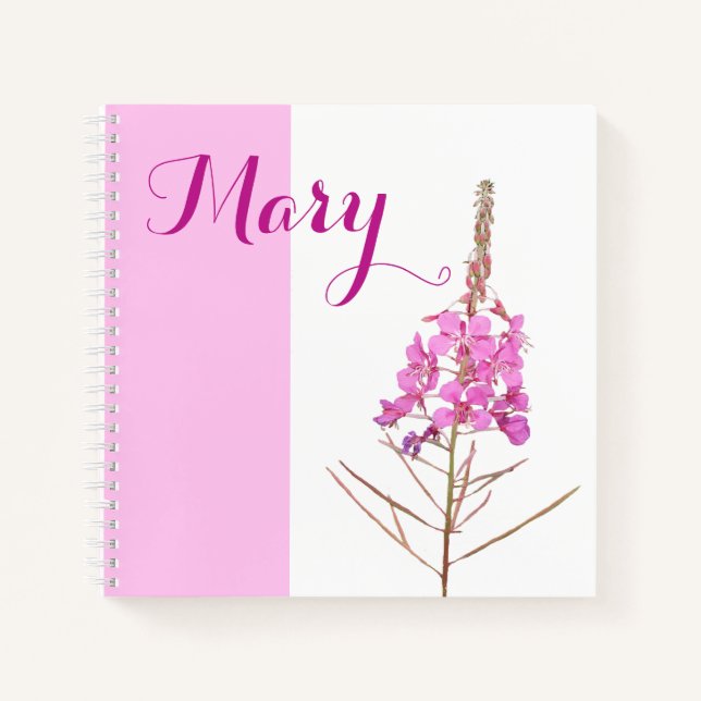 Customizable personalized Mary name purple floral Notebook (Front)