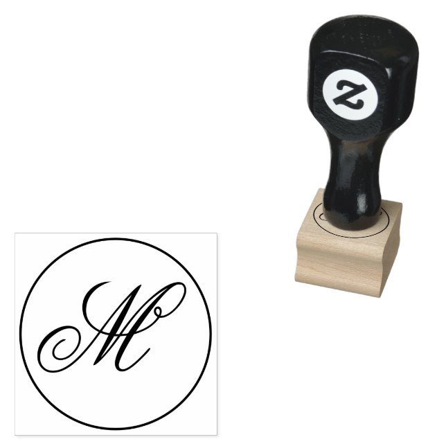 Customizable Personalized Monogram Wooden Rubber Stamp (Stamped)