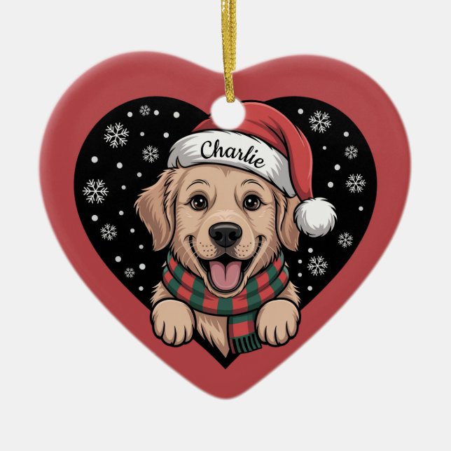 Customizable Pet Name Christmas Ceramic Ornament (Front)