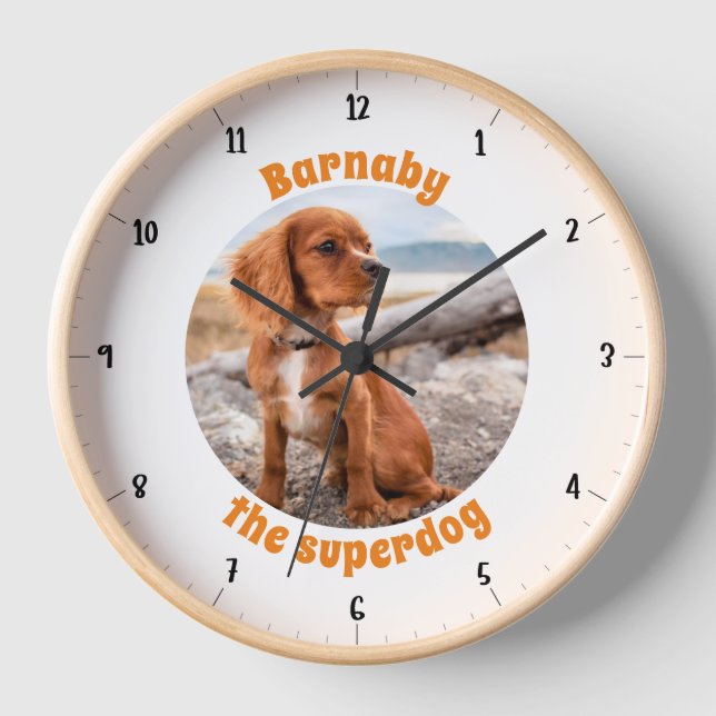 CUSTOMIZABLE PET NAME PHOTO LARGE CLOCK (Front)