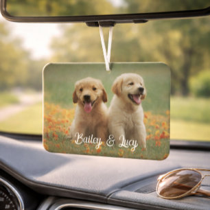 Customizable Pet Photo With Customizable Name Text Car Air Freshener