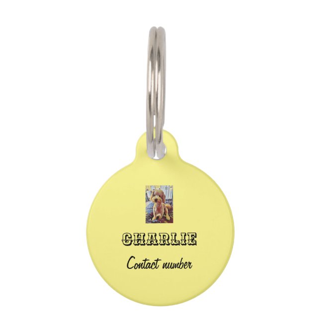 Customizable pet tag. Pictures and text.  Tag (Front)