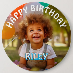 Customizable Photo and Name Birthday Button