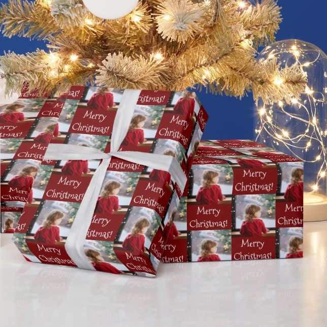 Customizable Photo Merry Christmas Create Your Own Wrapping Paper (Holidays)