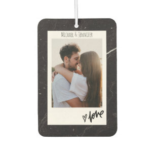Customizable Photo & Names, Black Valentine's Day Car Air Freshener