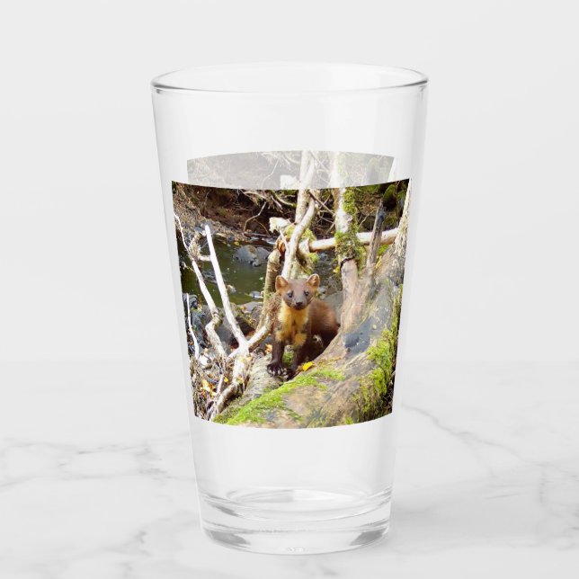 Customizable Pine Marten Woodland Wildlife Glass (Front)
