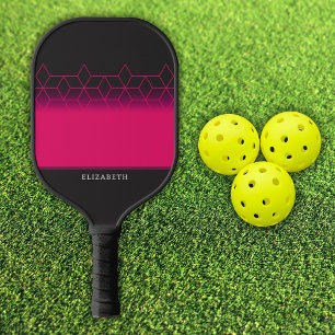 Customizable Pink Diamond Pattern Pickleball Paddle